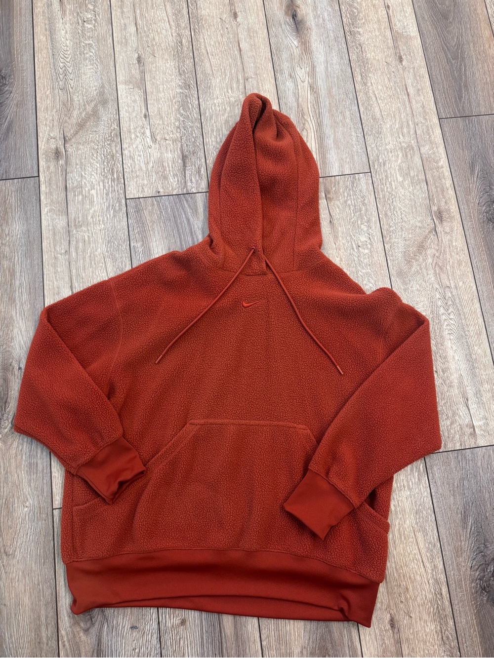 Nike Men’s Rust Red Crewneck Sherpa Hoodie